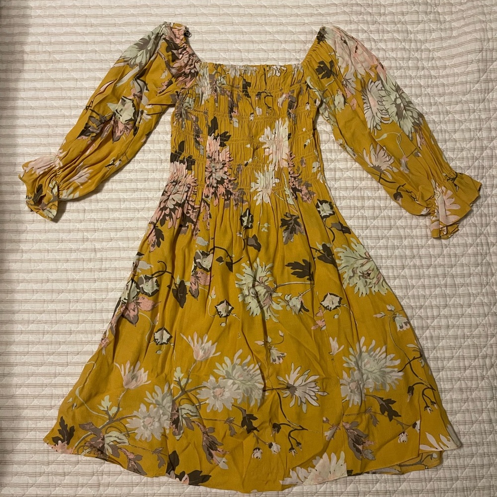 H&M Yellow Floral Smocked Dress